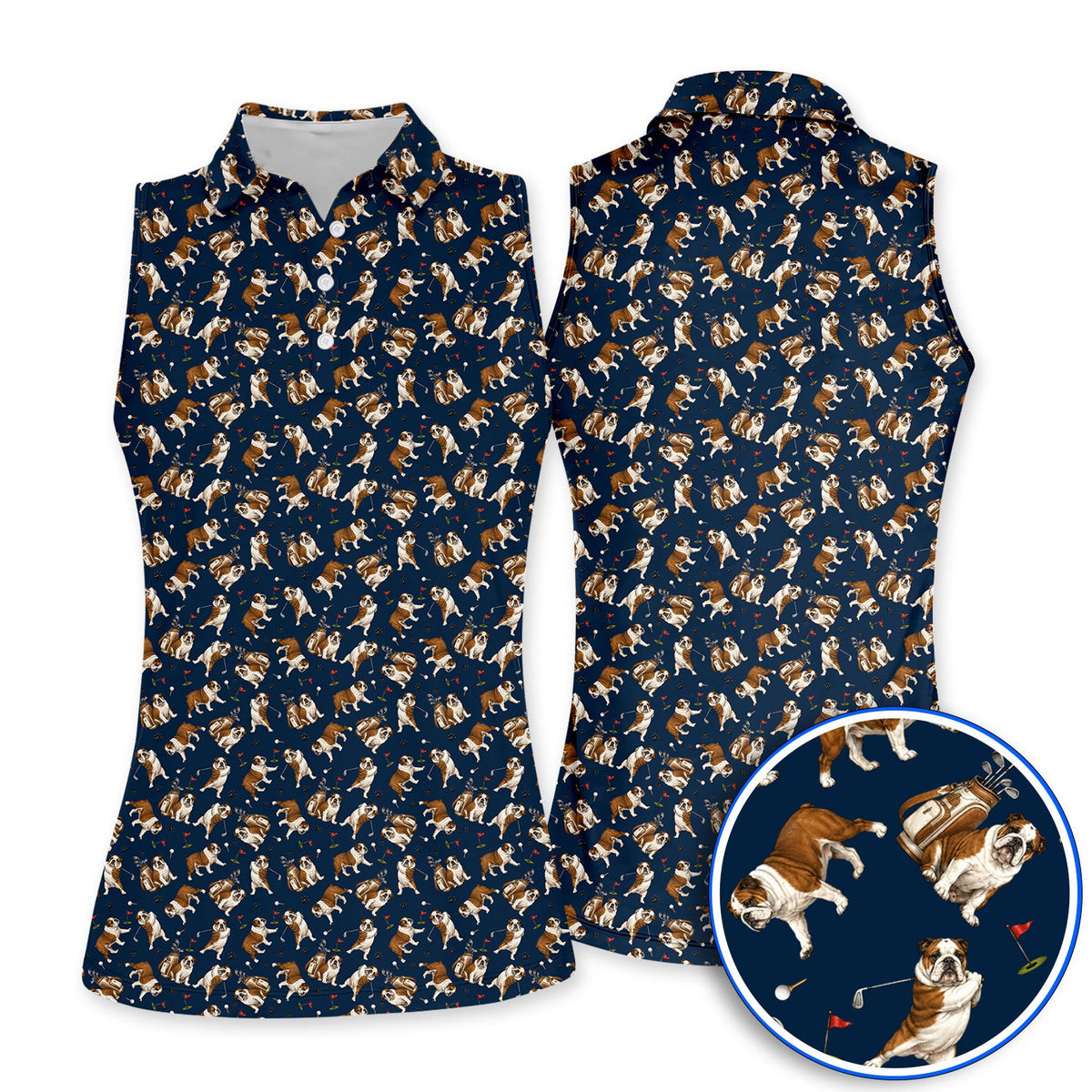 Funny Bulldog Pattern Golf Shirt For Golfer, English Bulldog Golf Polos, Dog Golf Gift