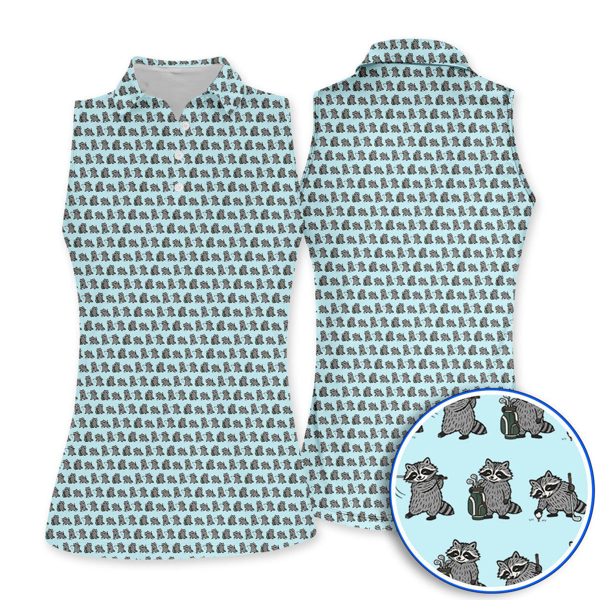 Funny Raccoon Golf Shirt, Cute Raccoon Golf Pattern Polos, Golf Gift for Golf Lovers