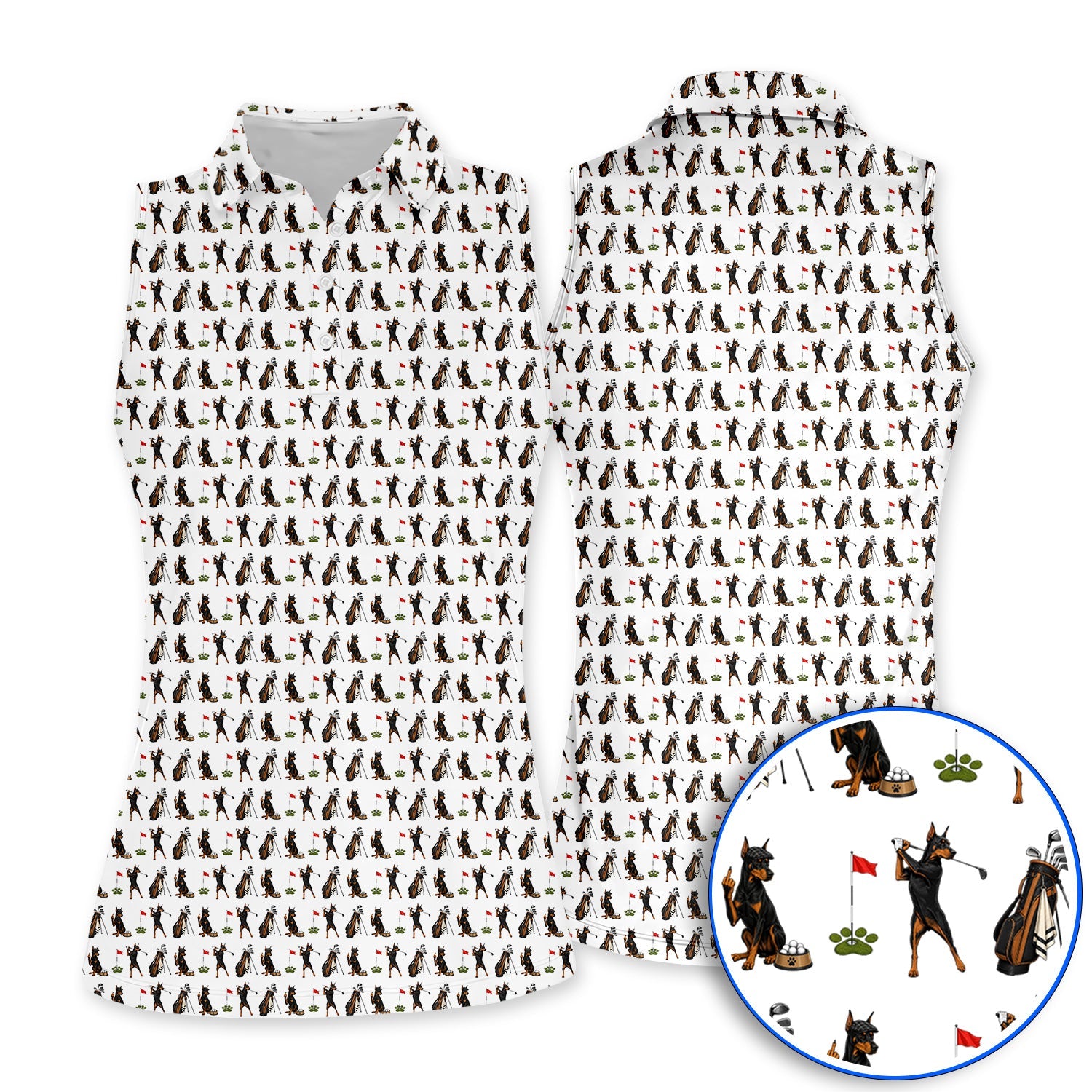 Doberman Golf Shirt, Funny Doberman Pattern Golf Polos, Dog Lover Golf Gift