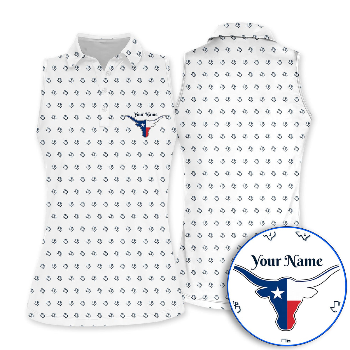 Personalized Texas Longhorn Golf Polos, Texas Pattern Golf Shirt, Unique Texas Golf Gift For Golfer