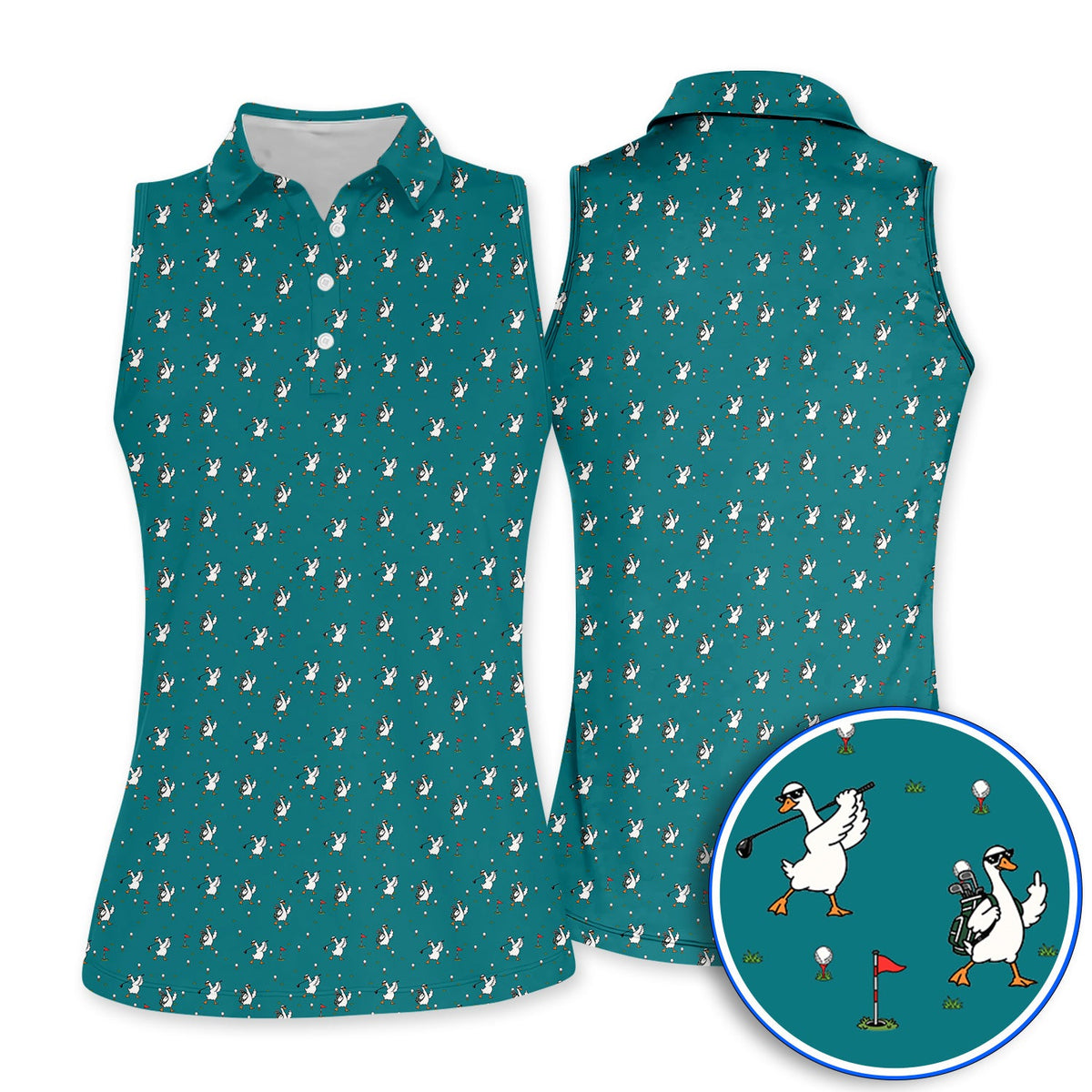 Crazy Goose Golf Shirt, Goose Golf Pattern Polos, Unique Golf Gift for Golfers