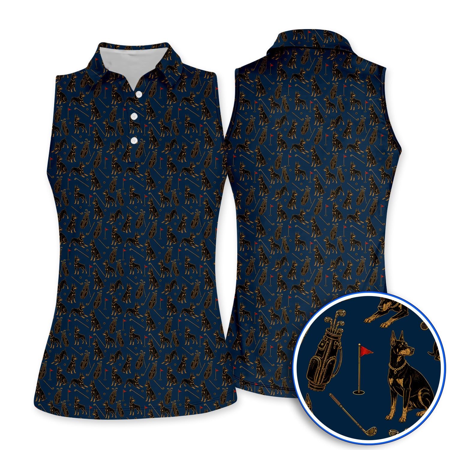 Crazy Doberman Golf Polos, Doberman Pattern Golf Shirt, Golf Gift For Golfer