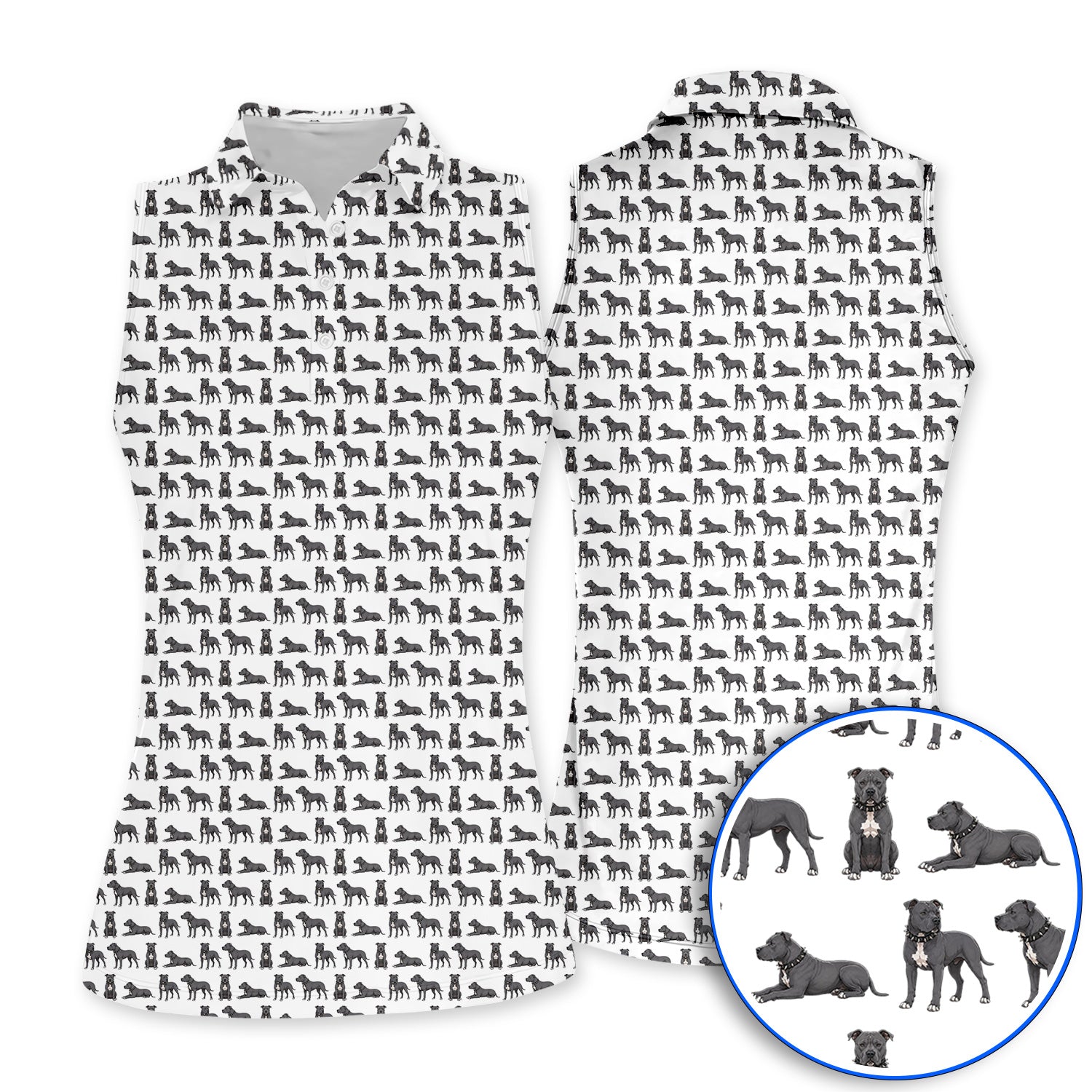 Pit Bull Golf Polos, Pit Bull Pattern Golf Shirt for Dog Lovers, Golf Gift For Golfer
