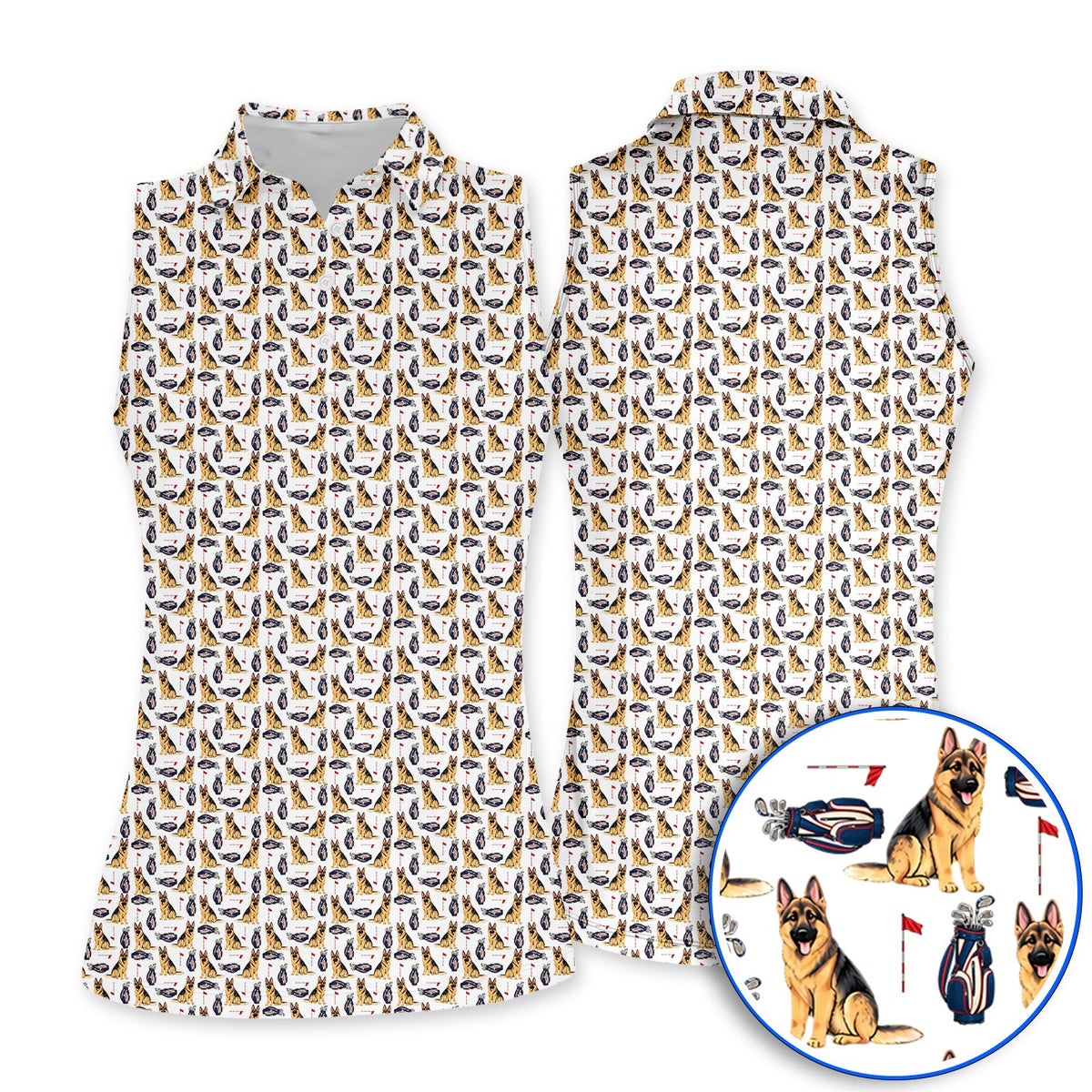 German Shepherd Golf Shirt, Funny German Pattern Golf Polos, Golf Gift For Golfers