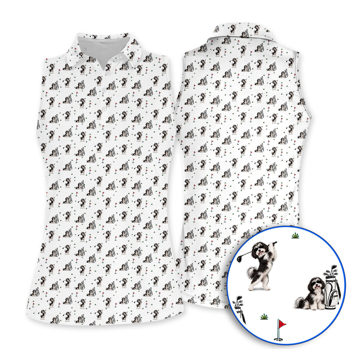 Havanese Pattern Golf Polos, Havanese Golf Shirt, Funny Golf Gift for Golfer