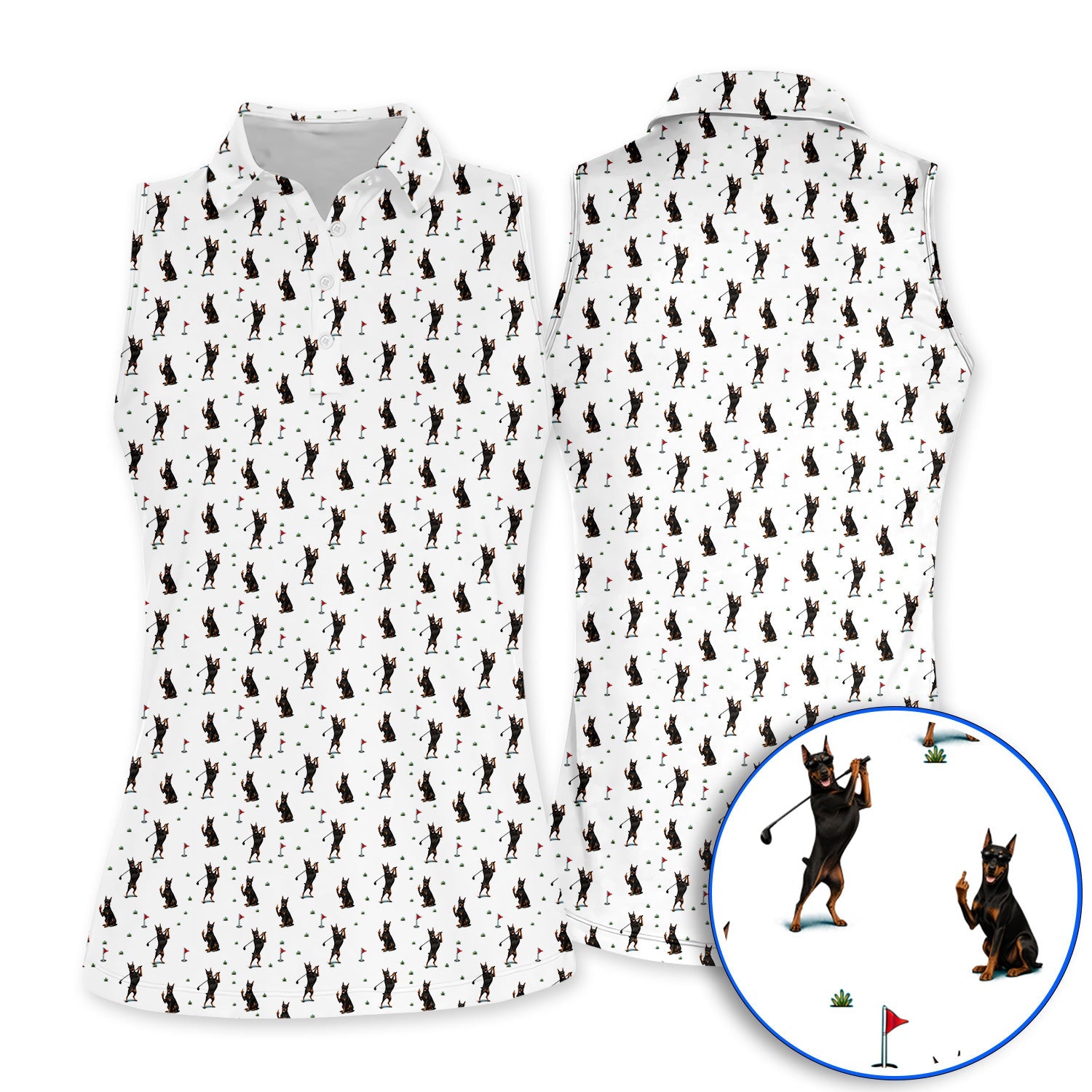 Doberman Golf Polos, Doberman Pattern Golf Shirt, Crazy Golf Gift For Men