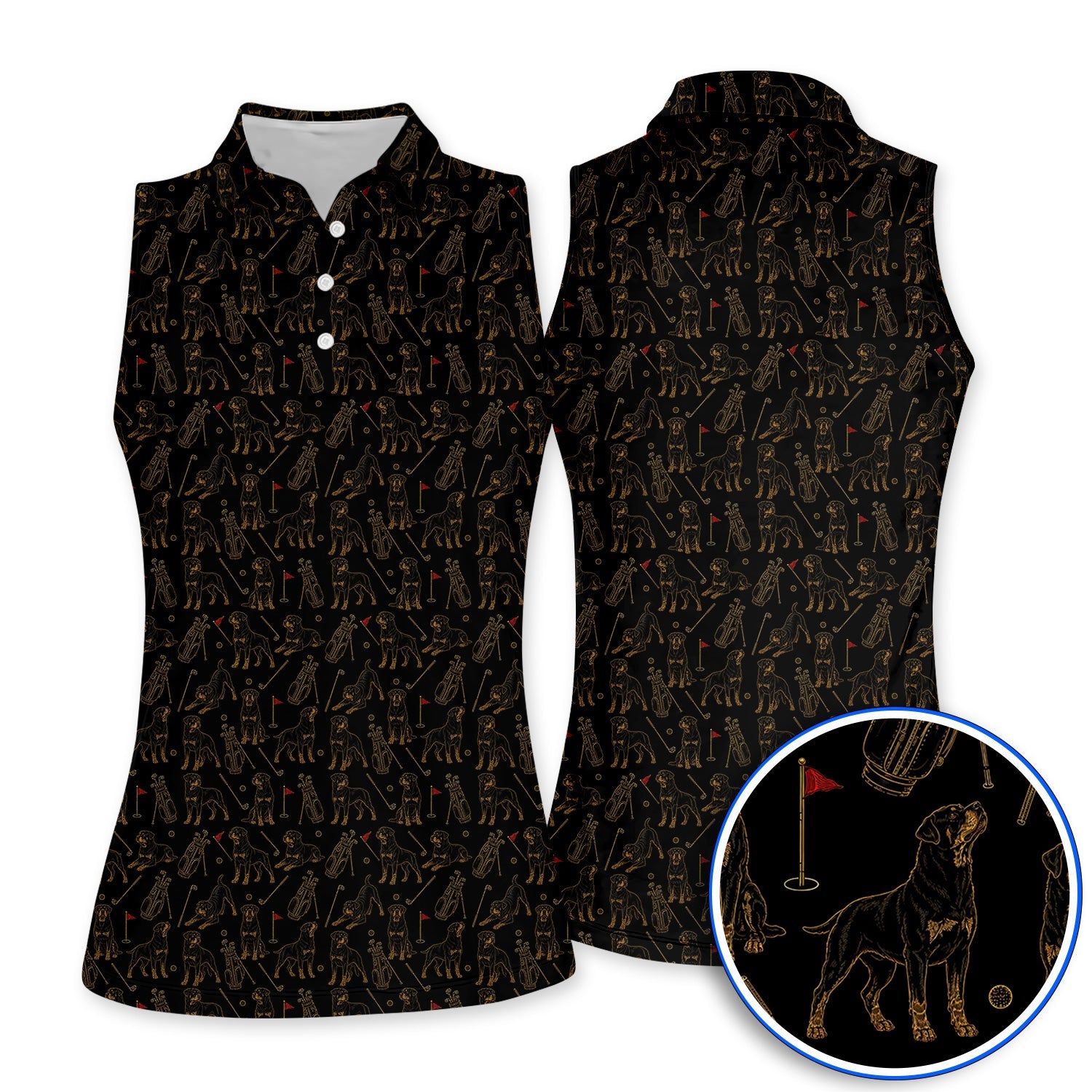 Crazy Rottweiler Golf Polos, Rottweiler Dog Pattern Golf Shirt, Golf Gift For Golfer