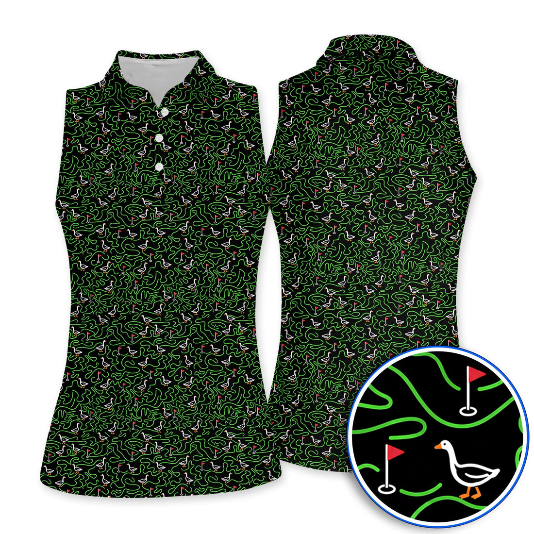 Goose Pattern Golf Shirt, Funny Goose & Golf Polos, Golf Gift For Golfer