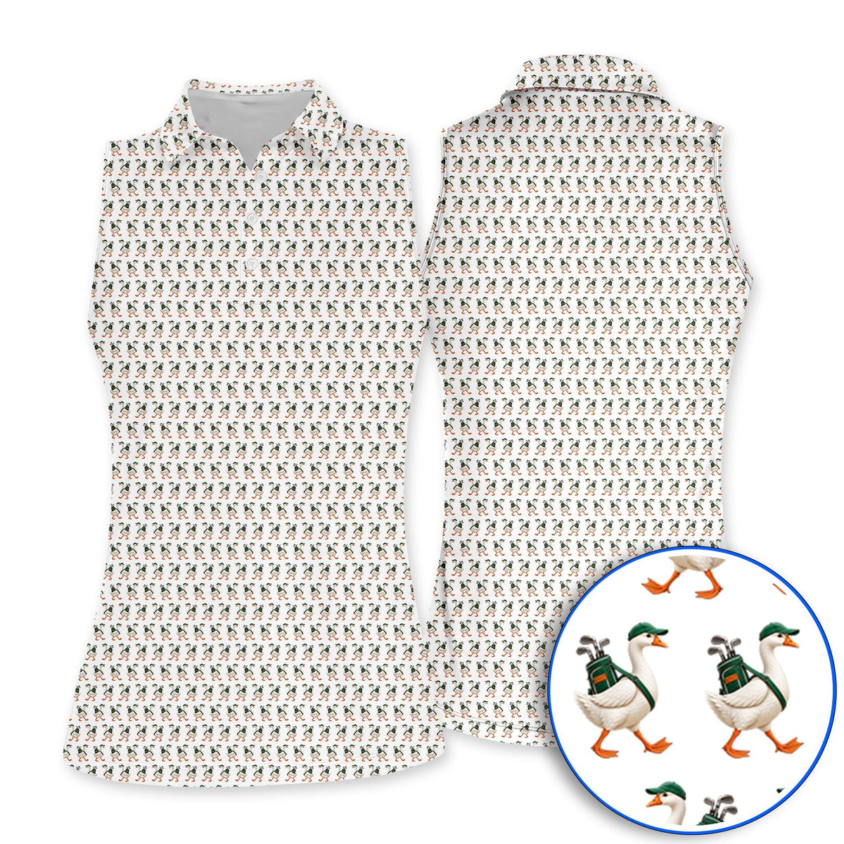 Walking Goose Golf Shirt, Funny Goose Pattern Golf Polos, Golf Gift For Golfer