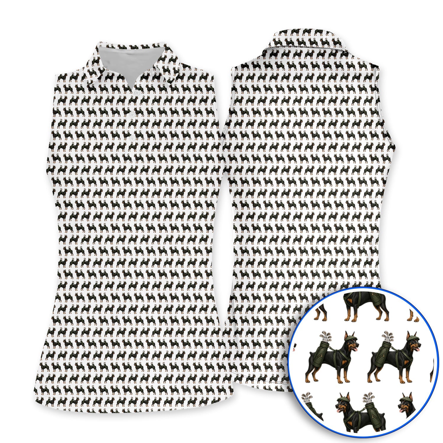 Doberman Golf Polos, Crazy Doberman Pattern Golf Shirt, Dog Lover Golf Gift