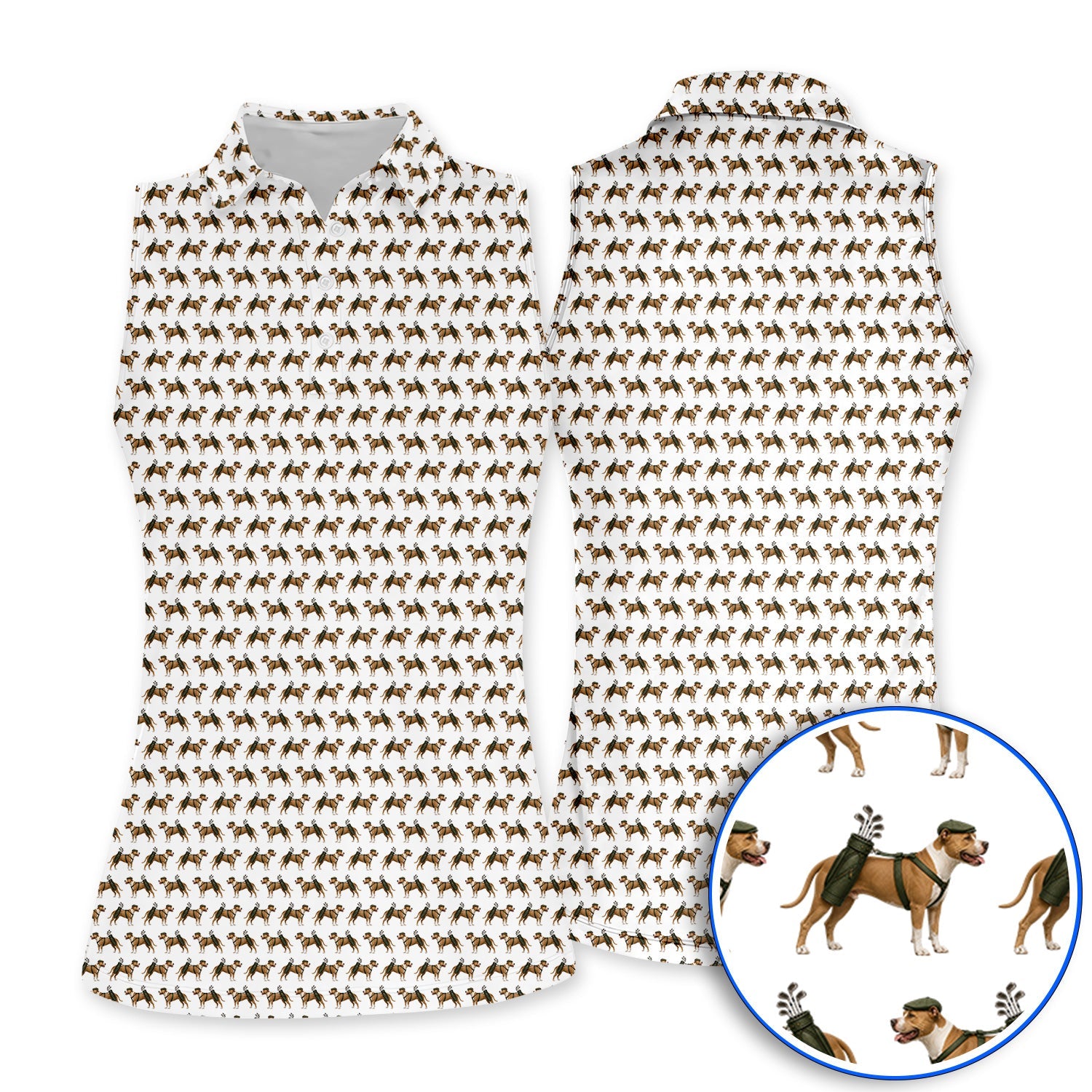 Funny Pit Bull Terrier Golf Polos, Pit Bull Pattern Golf Shirt, Golf Gift for Dog Lovers
