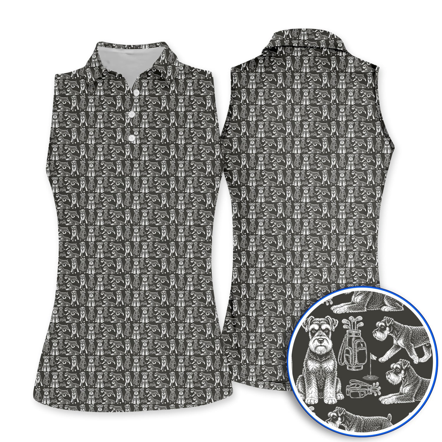 Miniature Schnauzer Golf Polos, Retro Schnauzer Golf Shirt, Crazy Golf Gift For Golfer