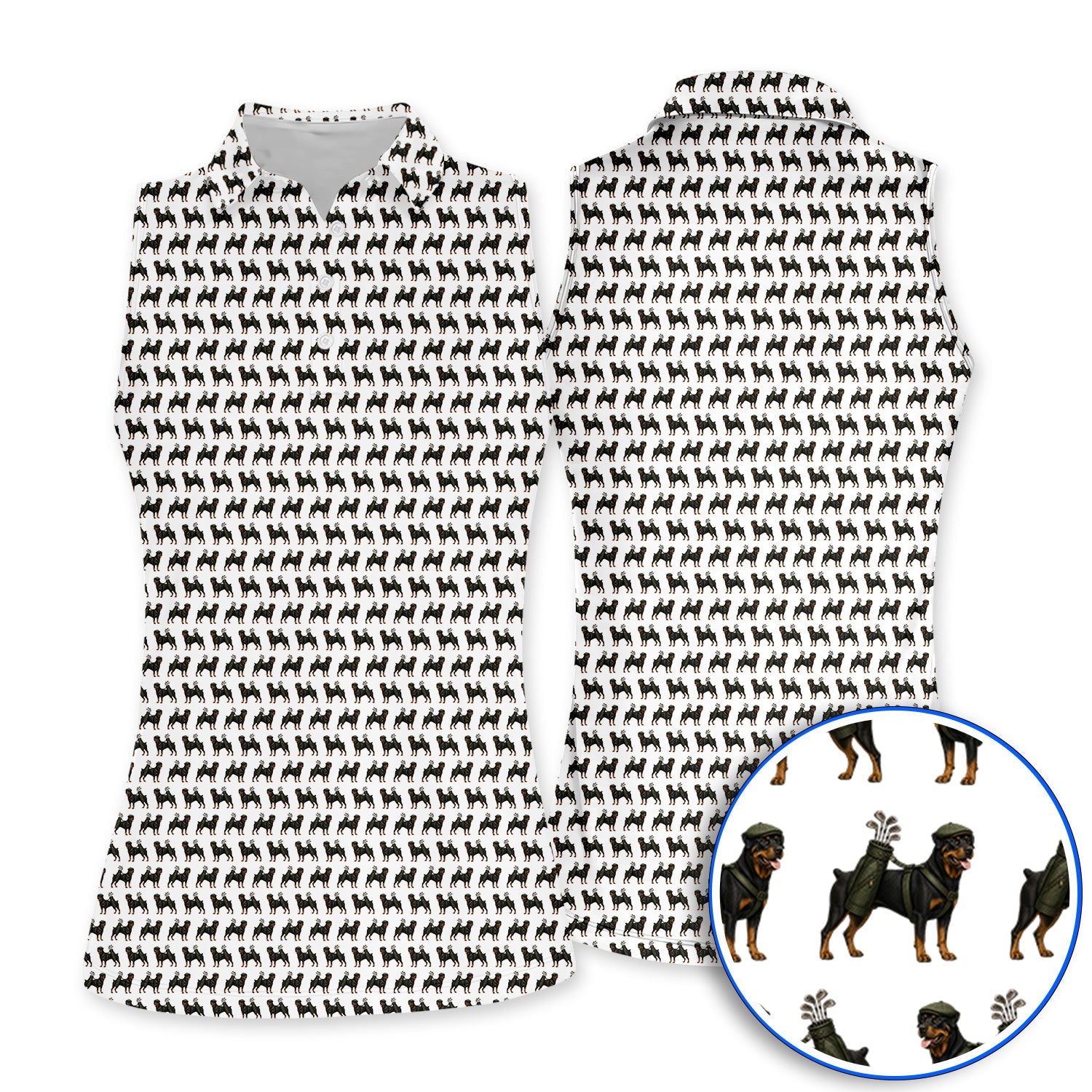 Rottweiler Golf Shirt, Rottweiler Dog Golf Pattern Polos, Crazy Golf Gift For Golfer