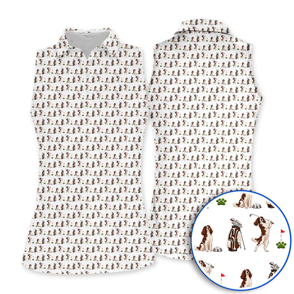 English Springer Spaniel Golf Polos, Funny Pattern Golf Shirt For Dog Lovers, Golf Gift For Golfer