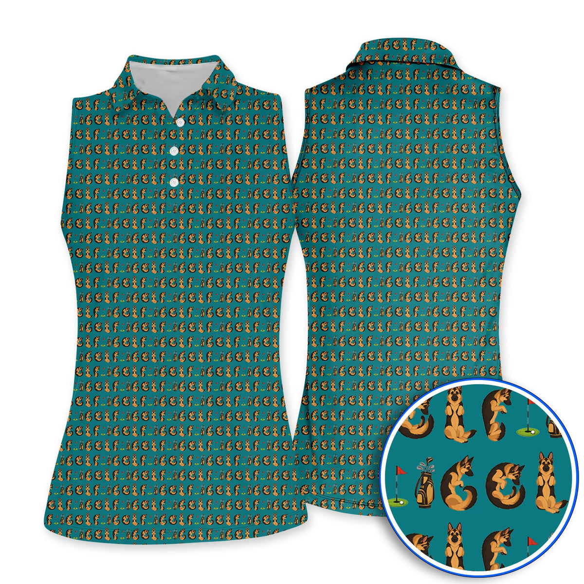 Crazy German Shepherd Pattern Golf Shirt, German Dog Golf Polos, Golf Gift For Golfers