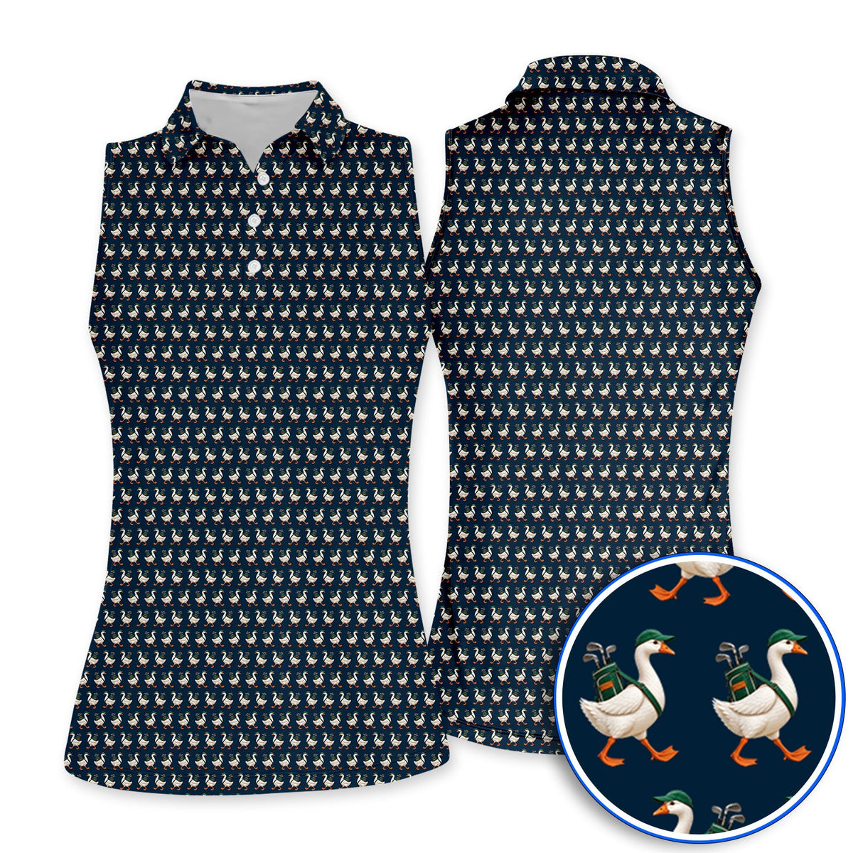 Walking Goose Golf Shirt, Funny Goose Pattern Golf Polos, Golf Gift For Golfer