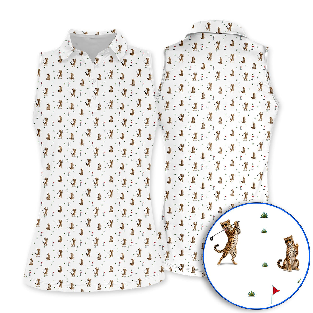 Leopard Golf Polos, Funny Leopard Golf Pattern Shirt, Golf Gift For Golfers