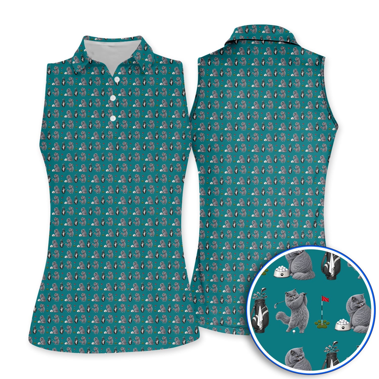 British Shorthair Golf Polos, Cute British Shorthair Pattern Golf Shirt, Golf Gift for Cat Lovers