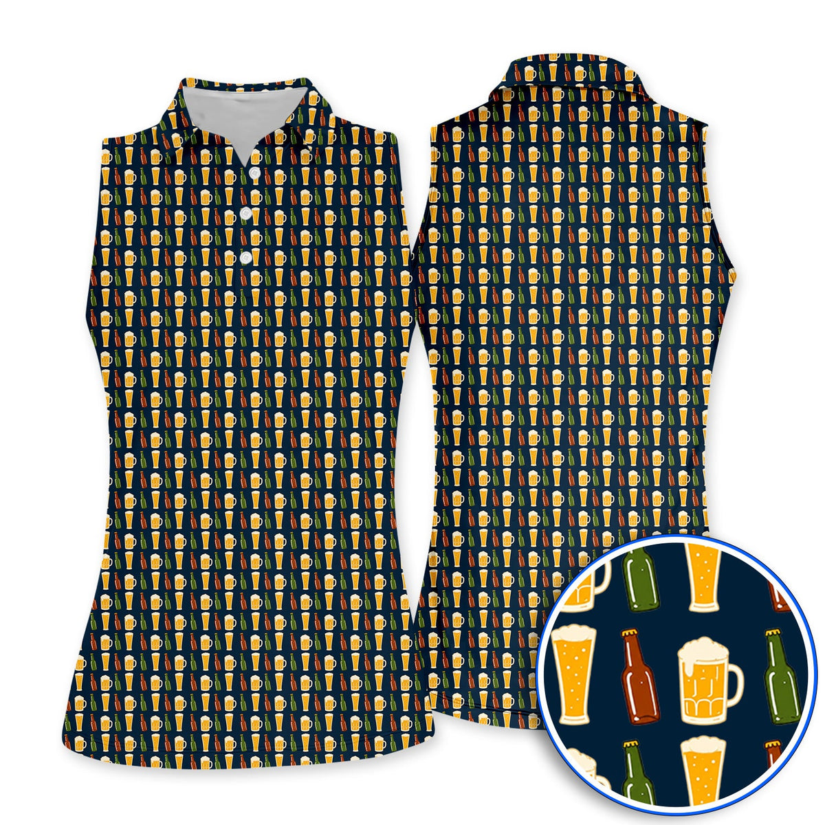 Beer Bottles Golf Polos, Vintage Beer Pattern Golf Shirt, Funny Golf Gift For Golfer