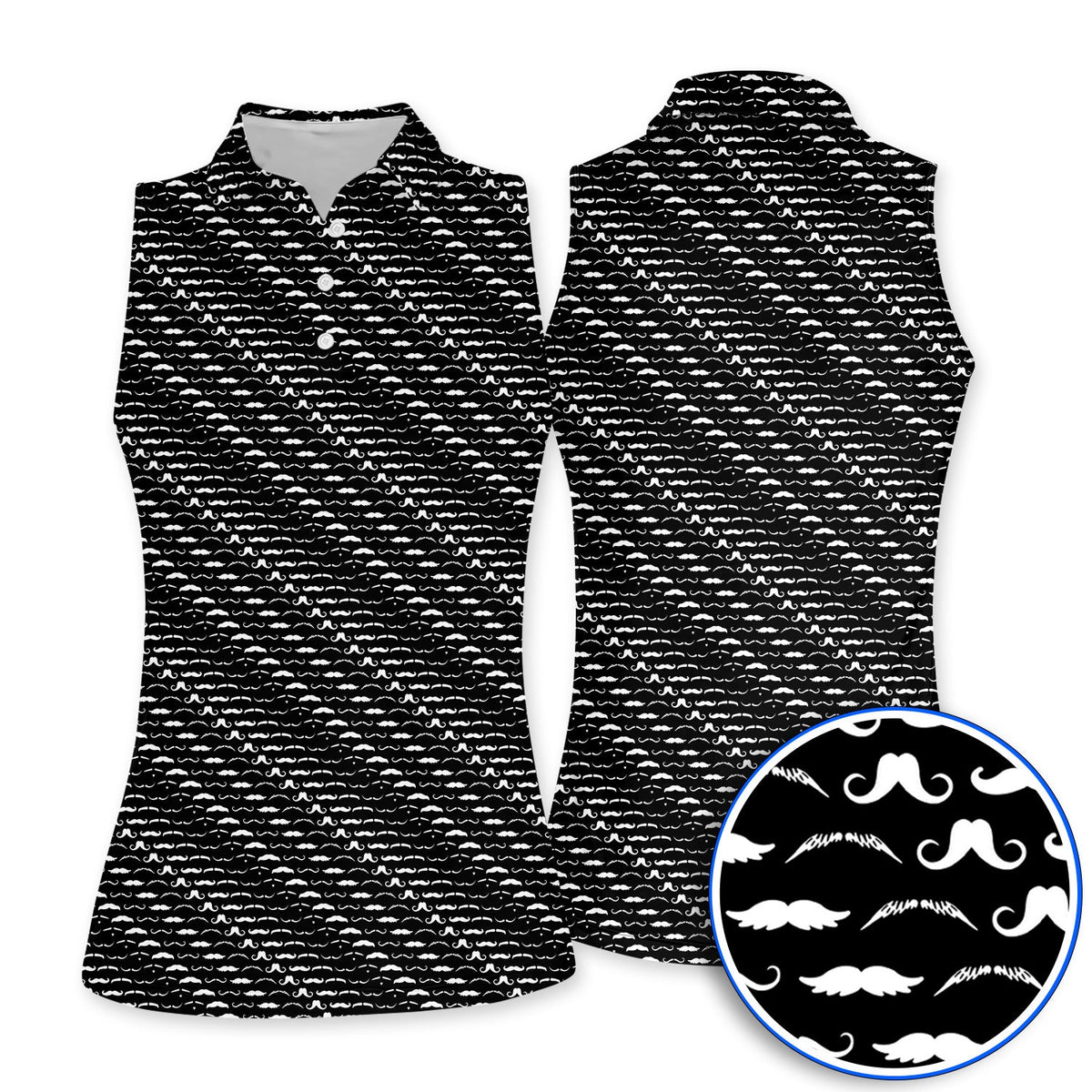 Funny Mustache Golf Polos, Movember Pattern Golf Shirt, Golf Gift for Golfers