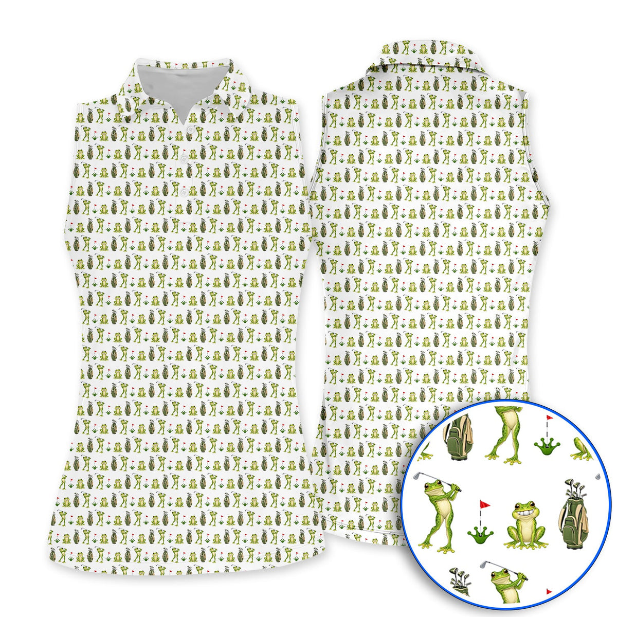 Frog Golf Shirt, Cute Frog Golf Pattern Polos, Crazy Golf Gift For Golfers