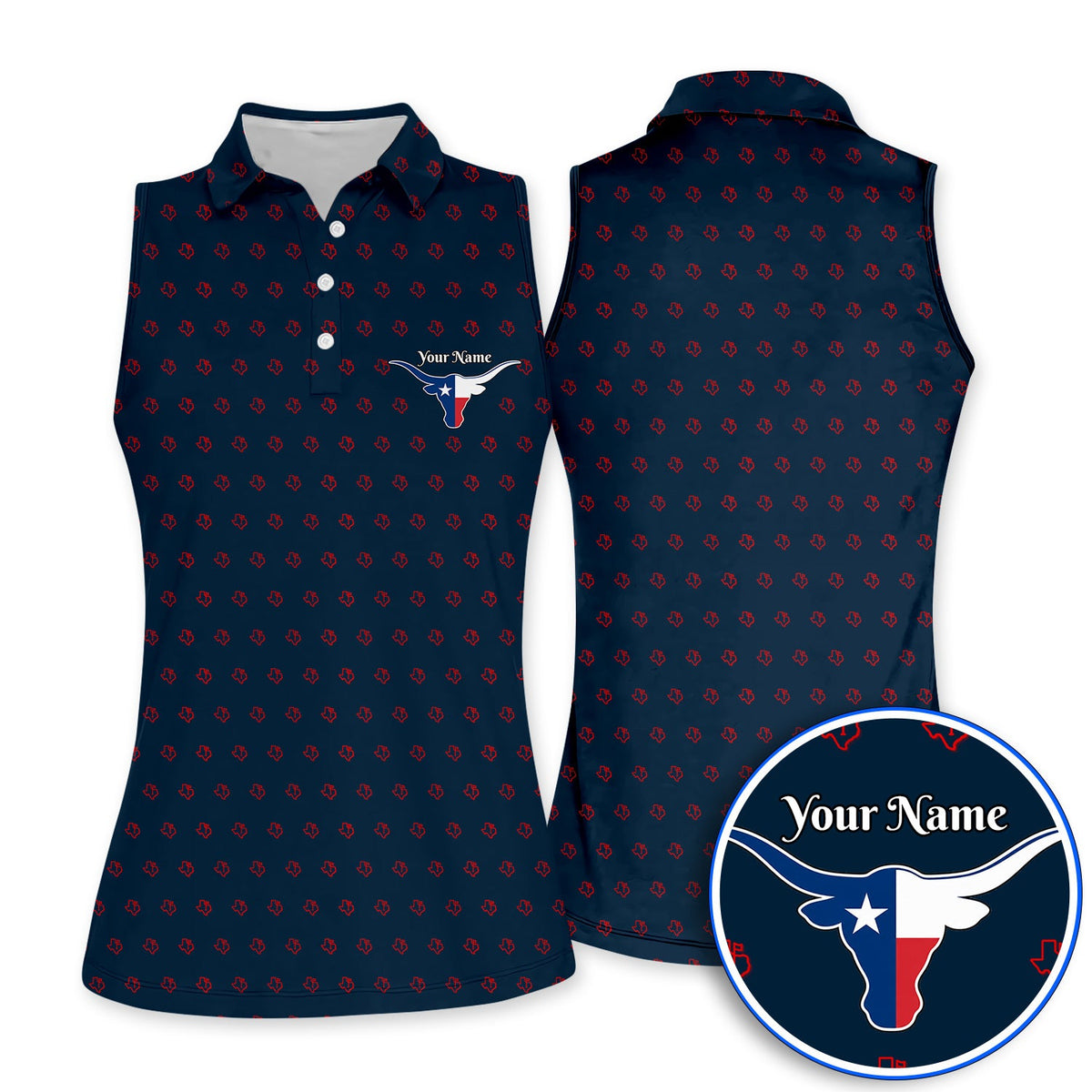 Personalized Texas Longhorn Golf Polos, Texas Pattern Golf Shirt, Unique Texas Golf Gift For Golfer