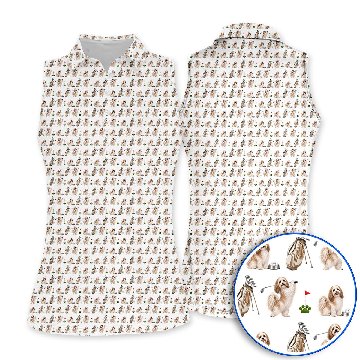 Havanese Golf Polos, Funny Havanese Pattern Golf Shirt, Golf Gift For Dog Lovers