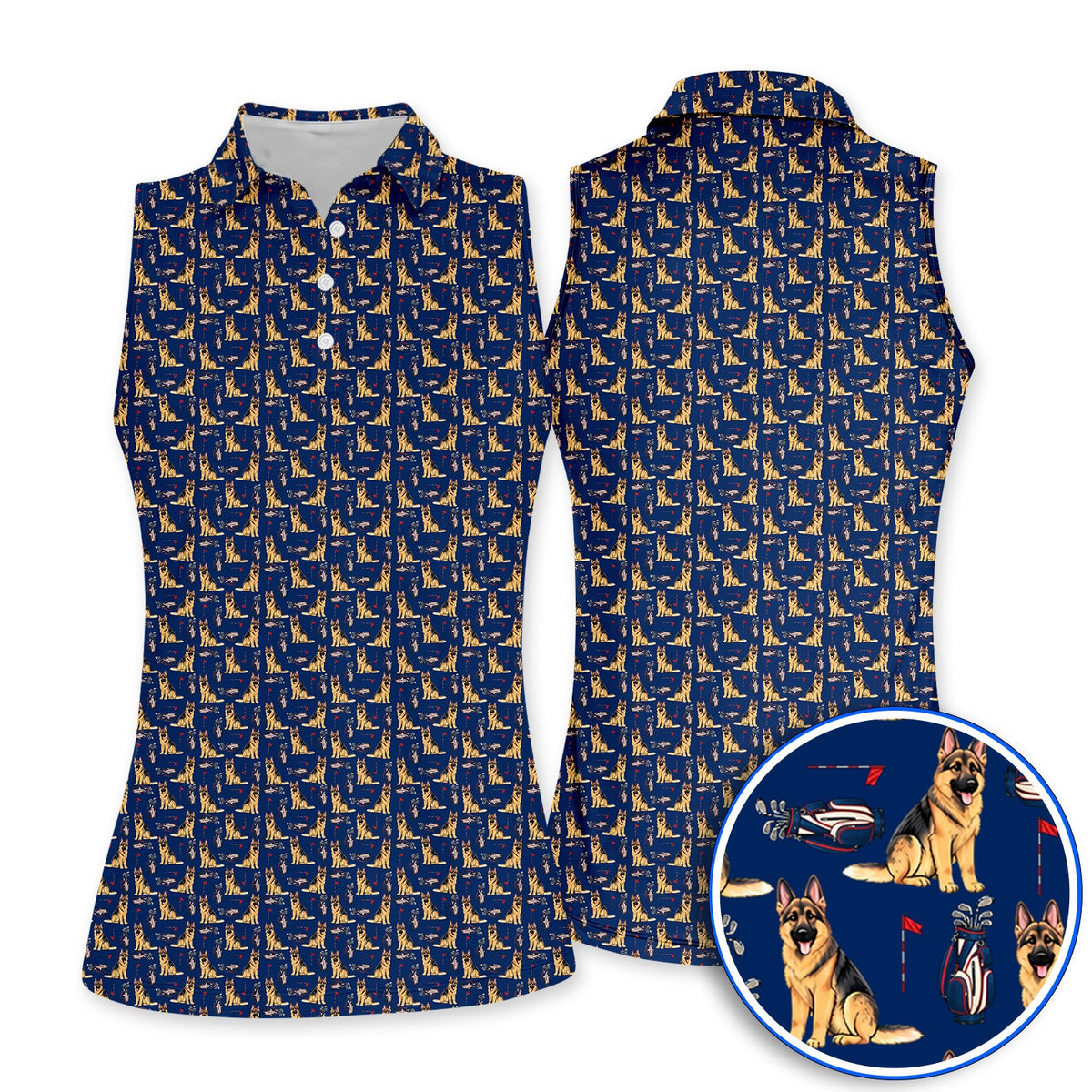 German Shepherd Golf Shirt, Funny German Pattern Golf Polos, Golf Gift For Golfers