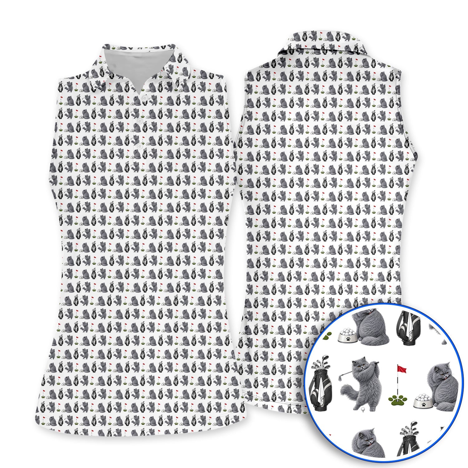 British Shorthair Golf Polos, Cute British Shorthair Pattern Golf Shirt, Golf Gift for Cat Lovers