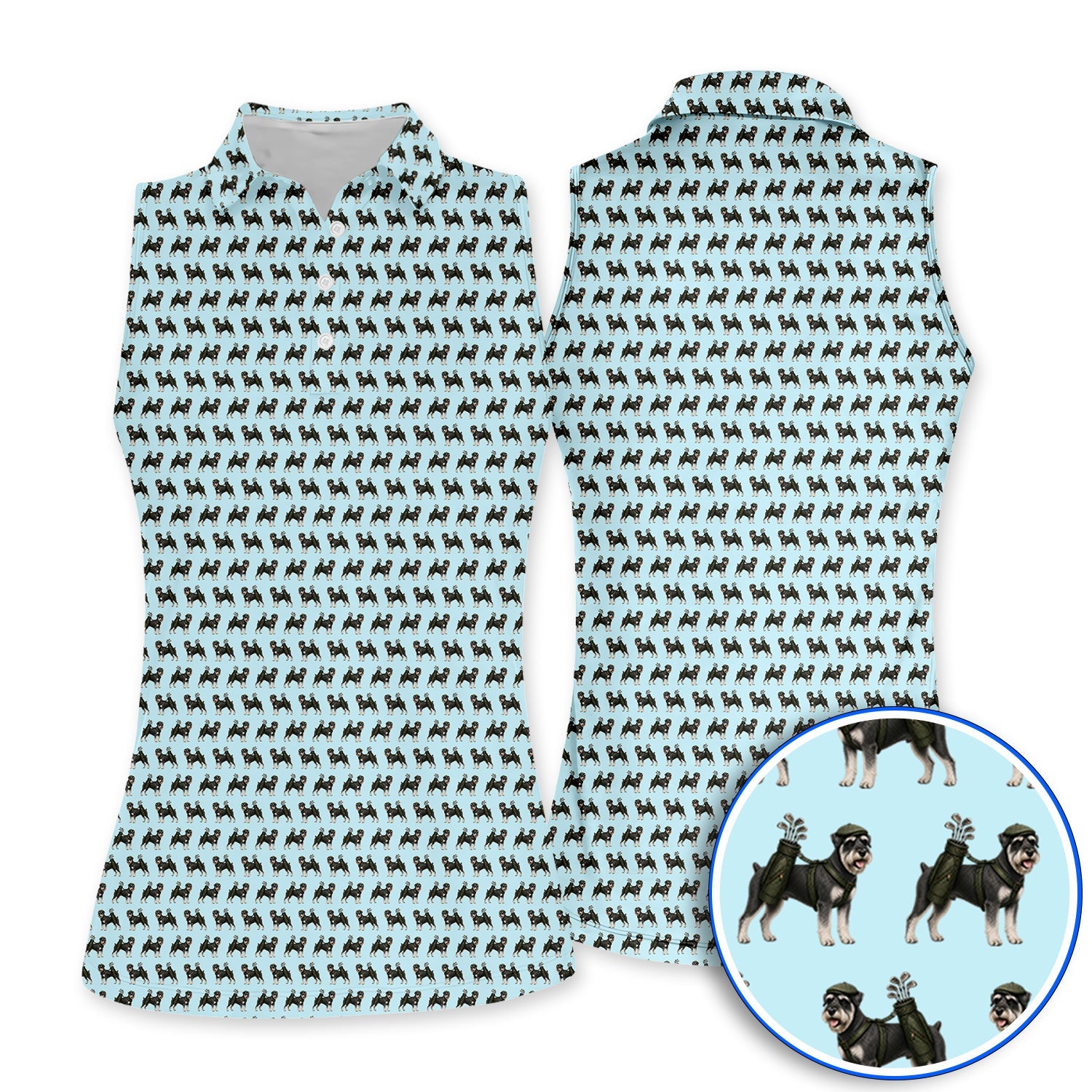 Miniature Schnauzer Golf Cart Shirt, Funny Golf Schnauzer Pattern Golf Polos, Gift For Golf Lovers