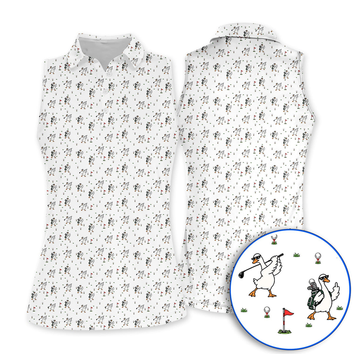 Crazy Goose Golf Shirt, Goose Golf Pattern Polos, Unique Golf Gift for Golfers