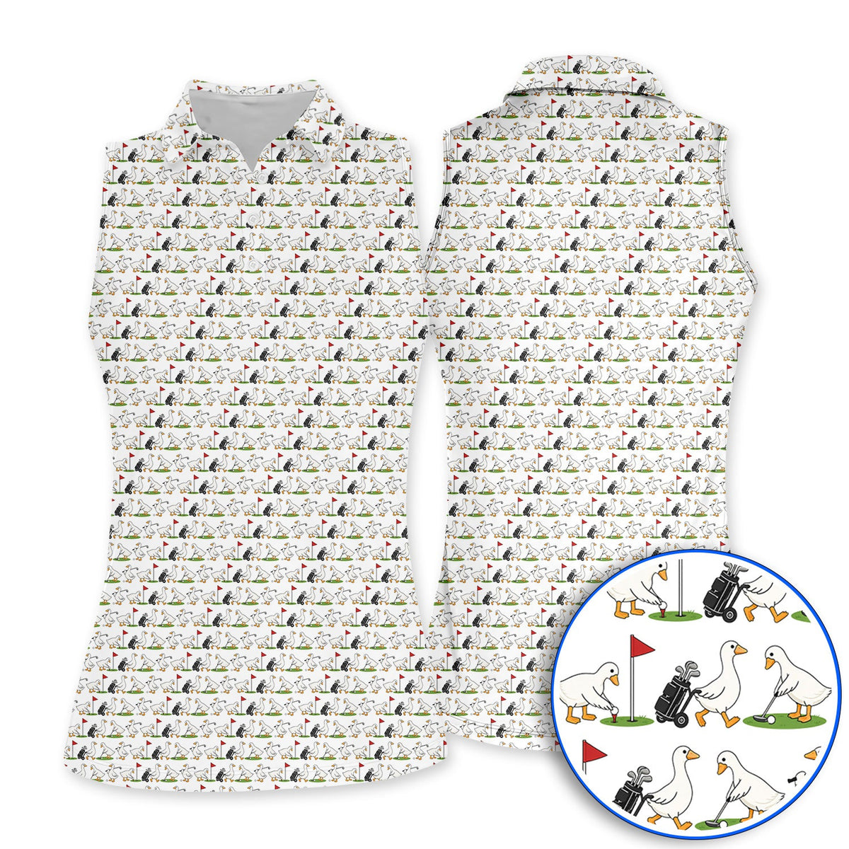 Cute Goose Golf Pattern Polos, Goose Golf Shirt, Crazy Golf Gift for Golfers