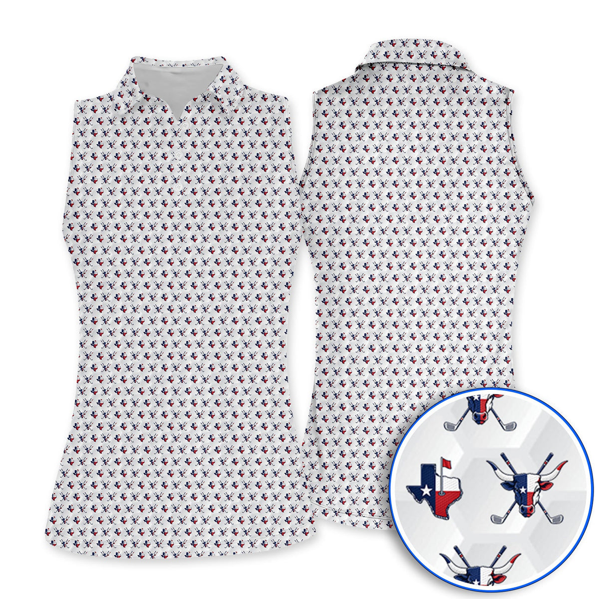 Texas Longhorn Golf Polos, Texas Flag Golf Pattern Shirt, Western Longhorn Golf Gift For Golfer