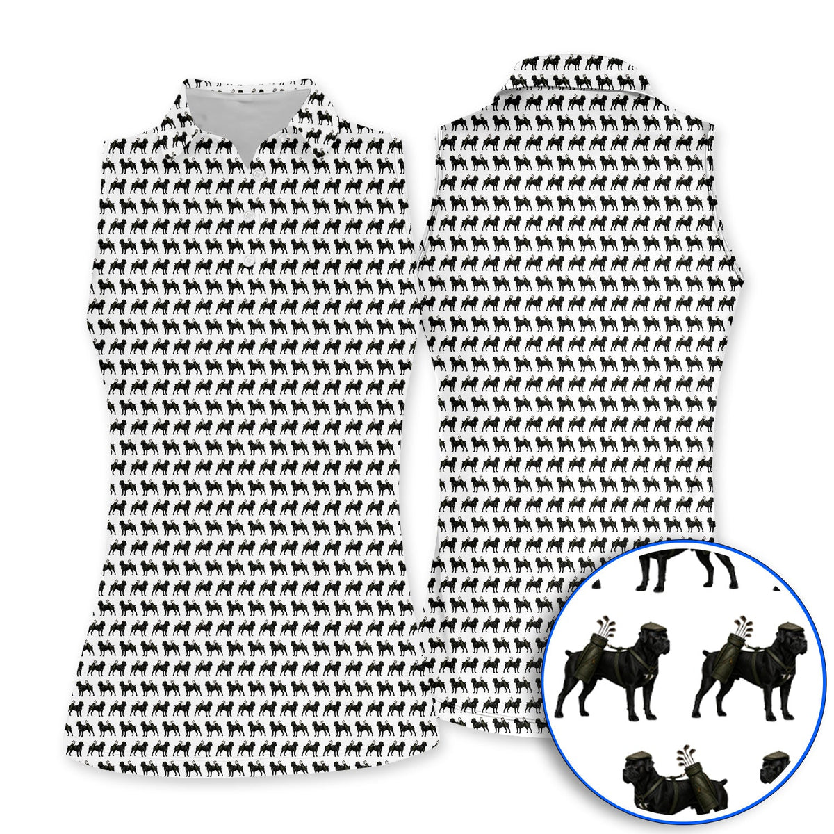 Cane Corso Pattern Golf Polos, Black Cane Corso Golf Shirt for Dog Lovers, Crazy Golf Gift for Golfers