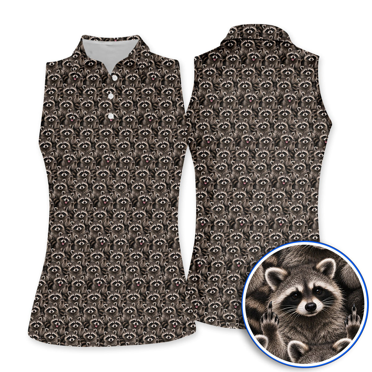 Raccoon Golf Pattern Polos, Crazy Raccoon Golf Shirt, Golf Gift for Golfer