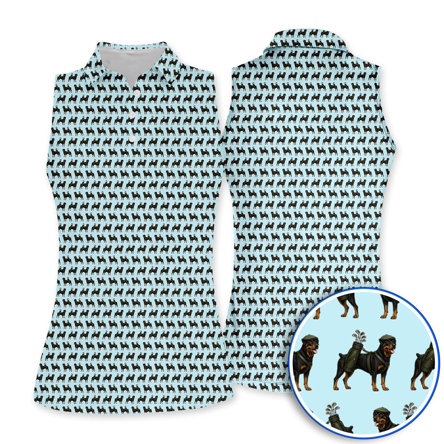 Rottweiler Golf Shirt, Rottweiler Dog Golf Pattern Polos, Crazy Golf Gift For Golfer