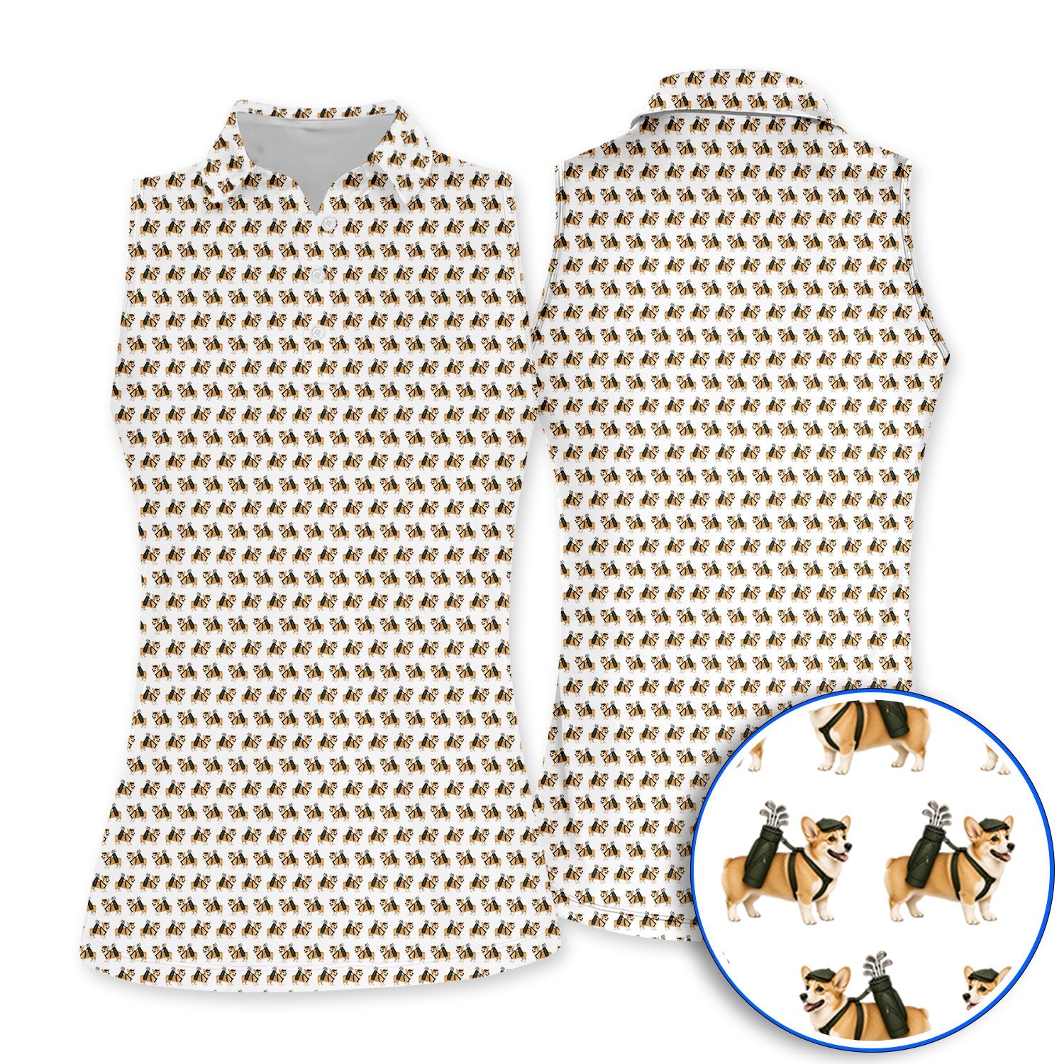 Funny Corgi Golf Polos For Golfer, Corgi Pattern Golf Shirt, Dog Lover Golf Gift