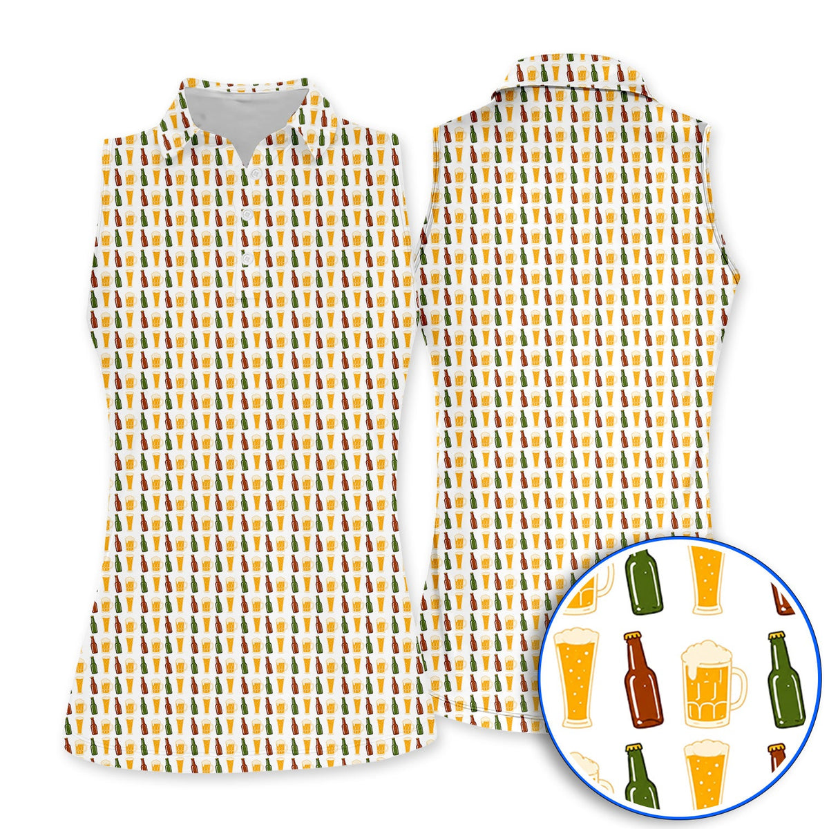 Beer Bottles Golf Polos, Vintage Beer Pattern Golf Shirt, Funny Golf Gift For Golfer