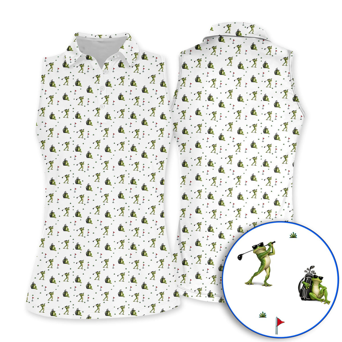Cool Frog Golf Polos, Frog Golf Pattern Shirt, Funny Golf Gift For Golfer