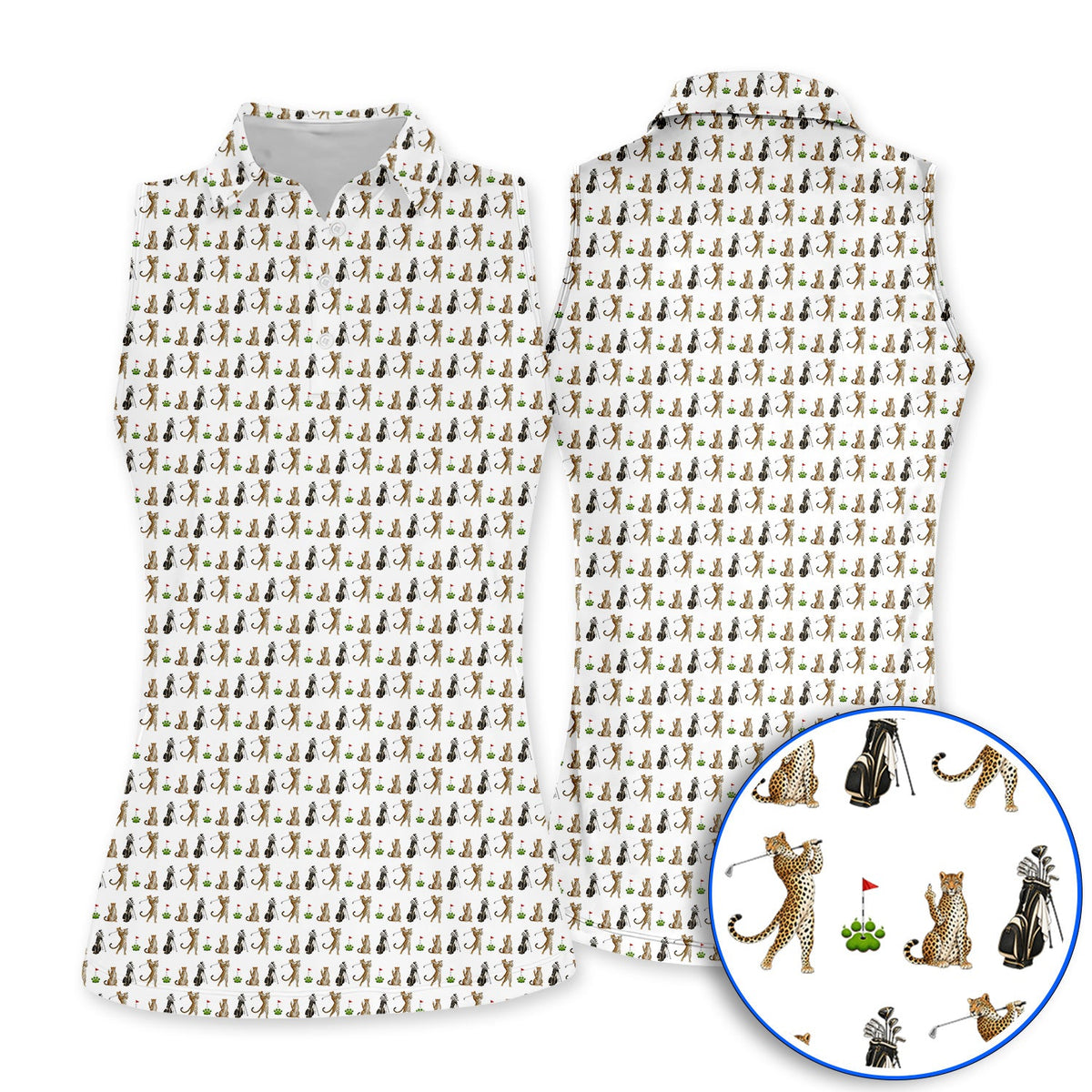 Leopard Pattern Golf Polos, Funny Pattern Golf Shirt, Golf Gift For Golfers