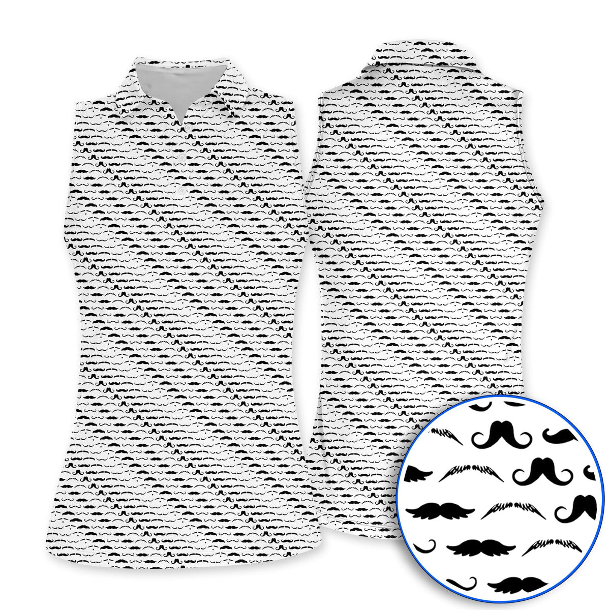 Funny Mustache Golf Polos, Movember Pattern Golf Shirt, Golf Gift for Golfers