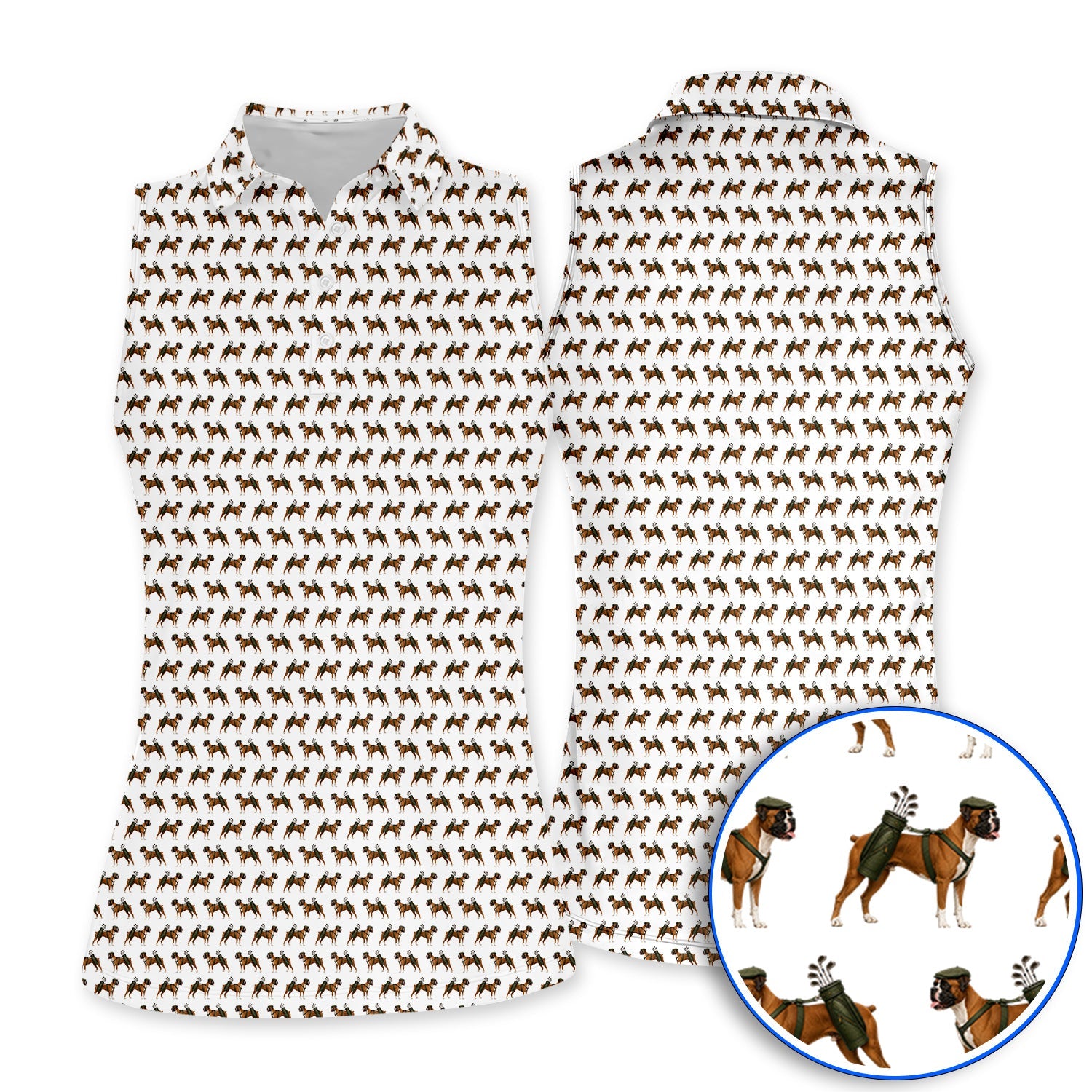 Boxer Dog Golf Polos, Boxer Pattern Golf Shirt for Golfer, Golf Gift For Dog Owners