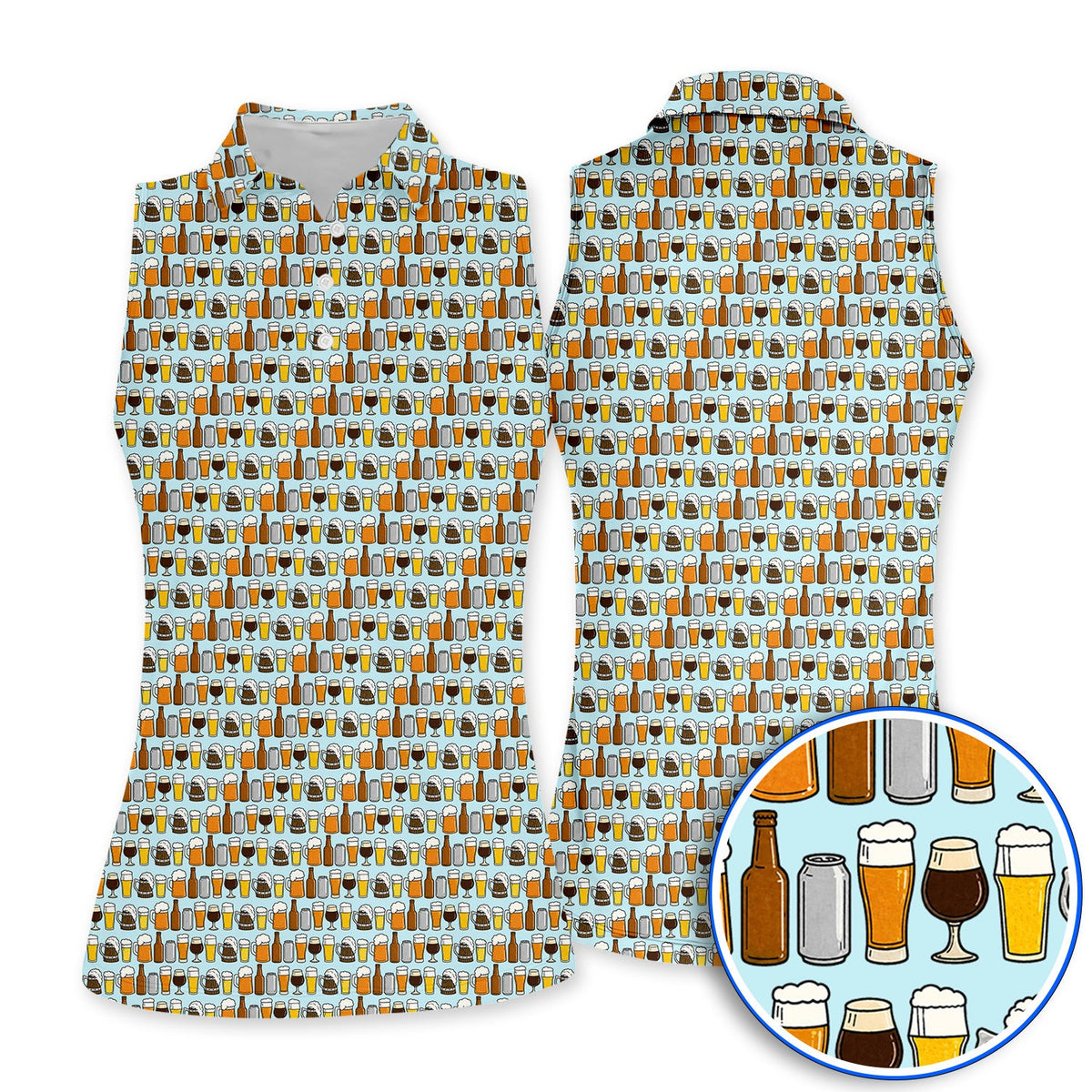 Beer Pattern Golf Polos, Funny Beer Lover Golf Shirt, Golf Gift For Beer Lovers