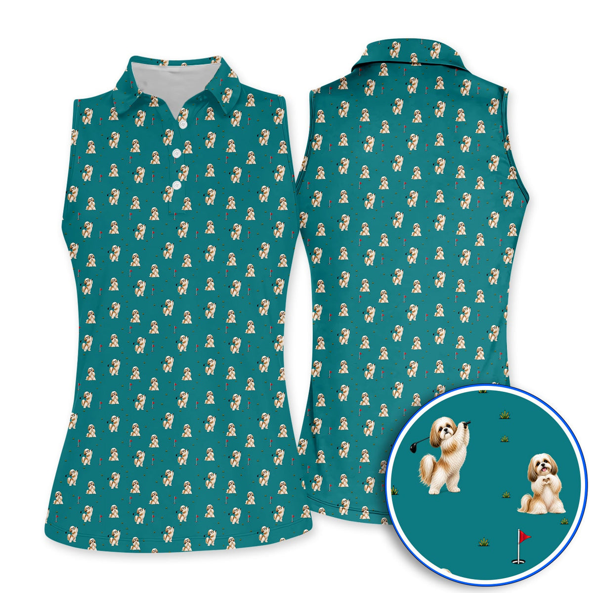 Funny Shih Tzu Golf Polos, Cute Shih Tzu Pattern Golf Shirt, Golf Gift For Dog Lovers