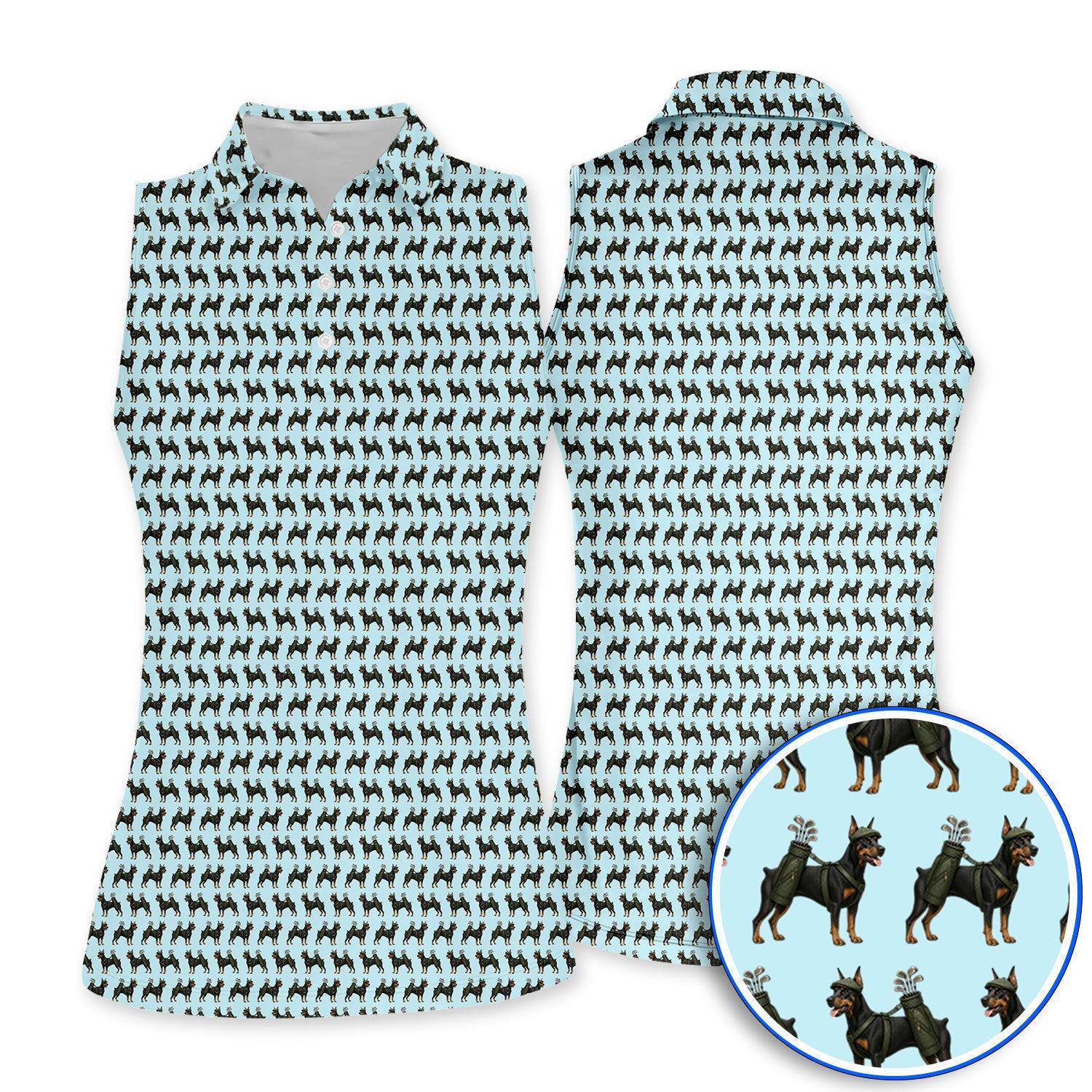Doberman Golf Polos, Crazy Doberman Pattern Golf Shirt, Dog Lover Golf Gift
