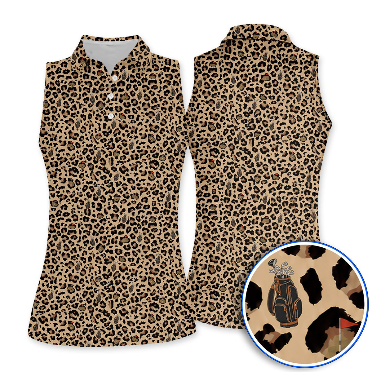 Crazy Leopard Golf Polos, Golf Gift For Golfer, Leopard Pattern Golf Shirt