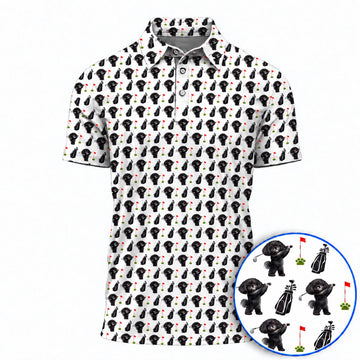 Crazy Black Shih Tzu Golf Shirt, Cute Shih Tzu Pattern Golf Polos, Golf Gift For Dog Lover