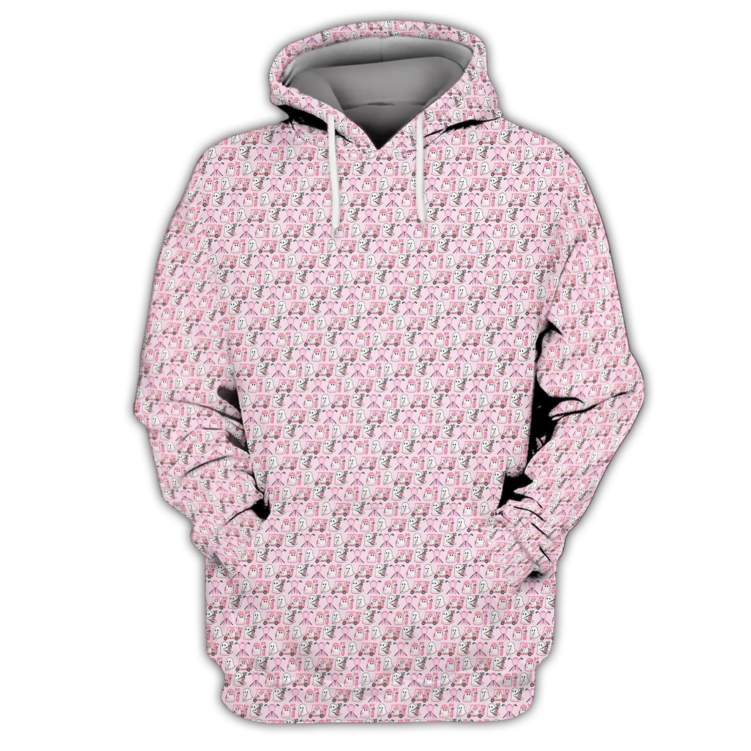 Ghost Of Halloween Pattern Golf Shirt, Funny Breast Cancer Golf Shirt, Ladies Golf Shirts
