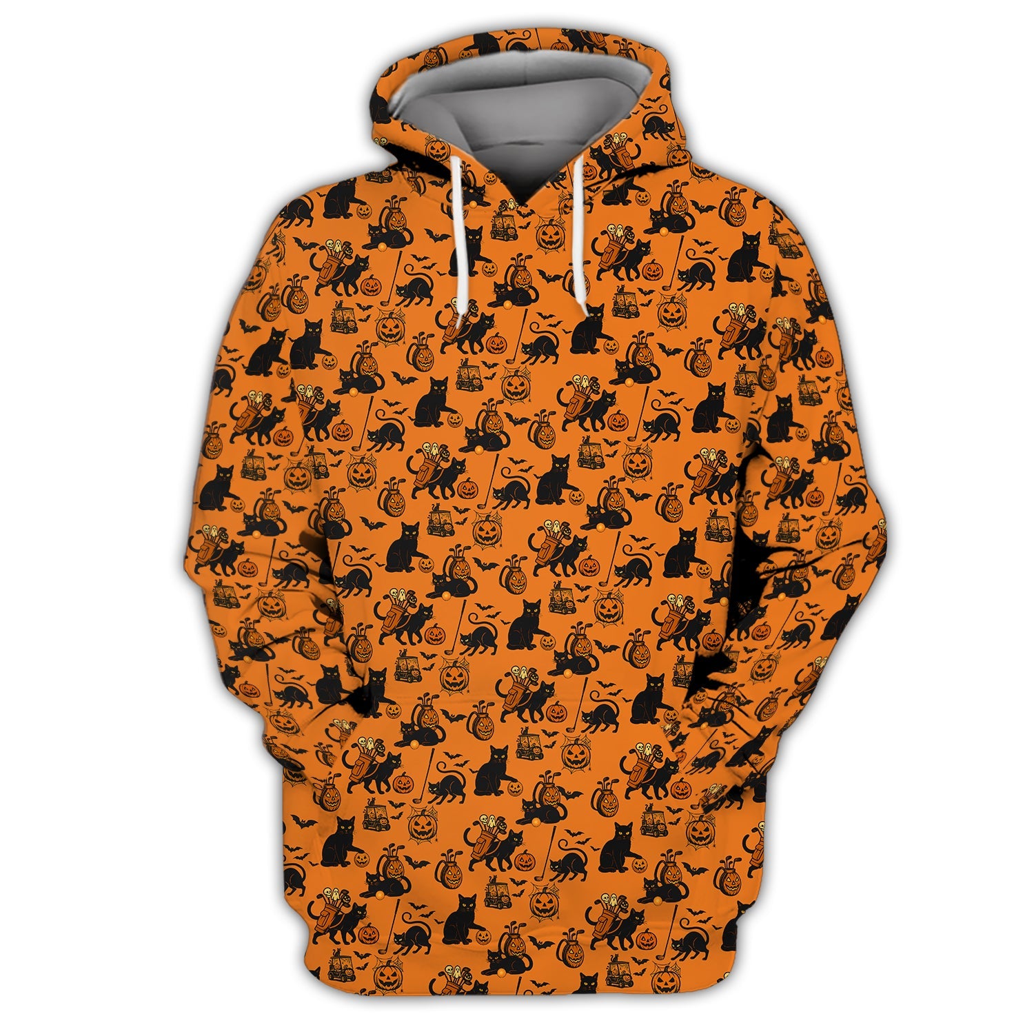 Funny Pattern Golf Shirt, Cat Golf Shirt For Golfer, Halloween Golf Shirt