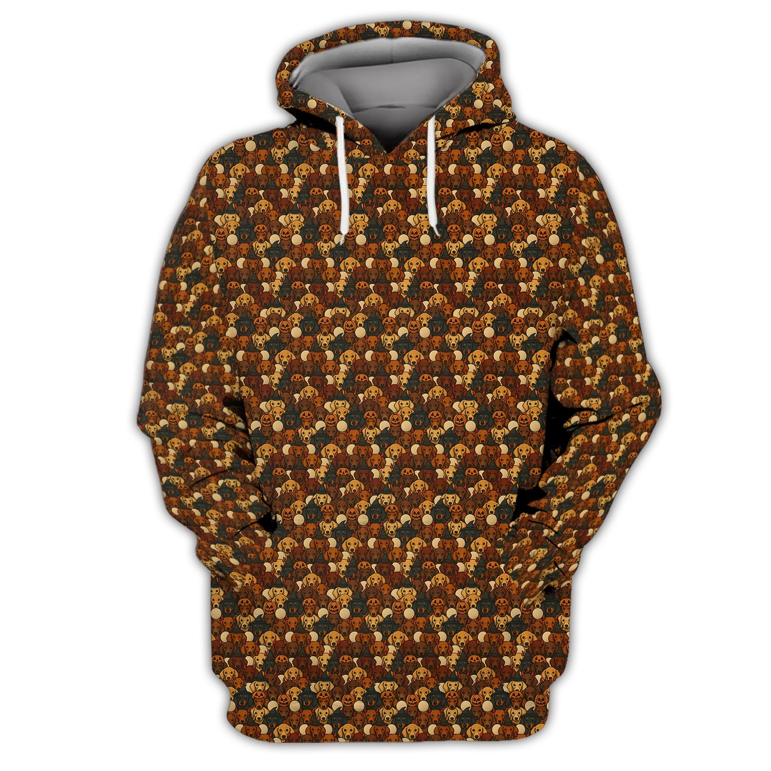 Dachshund Pattern Golf Shirt, Halloween Golf Shirt, Golf Gift For Golfers, Dachshund Golf Shirt For Men